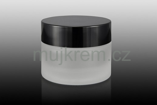 Skleněný kelímek ledový vzhled 50ml - černé víčko
