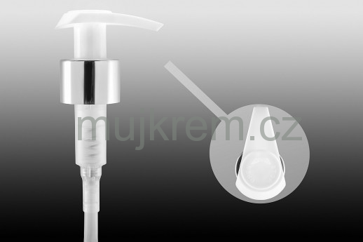 Pumpička dávkovací bílý se stříbrným proužkem - DP3-klasik-24/410