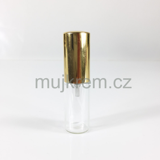 Plastová lahvička na parfém 5ml, 10ml, transaparent, zlaté víčko