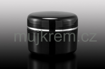 AISHA plastový černý kelímek 15ml dvoustěnný se stříbrným proužkem