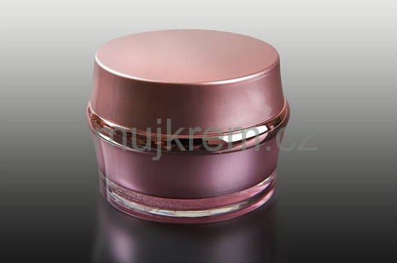 Akrylový kelímek 2-stěnný 20ml, růžový s jemným proužkem
