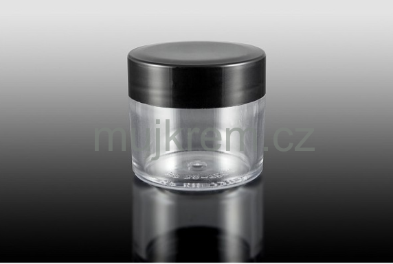 Plastový kelímek 20ml, transparentní s černým víčkem
