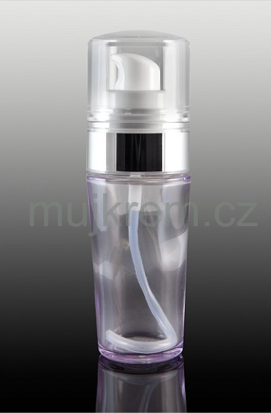 Skleněná lahvička od 40ml od 120ml, transparentní s bílým dávkovačem