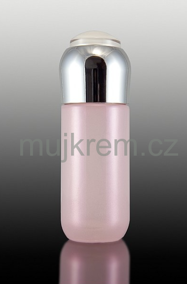 Skleněná lahvička 40ml, pastelově růžová se stříbrným víčkem