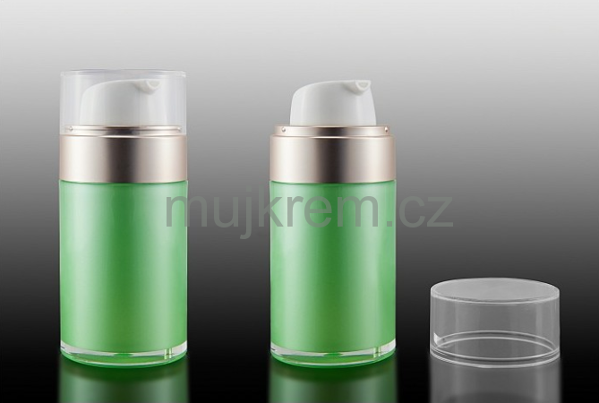 Airless lahvička 30ml, 50ml, v zelené barvě s dávkovačem