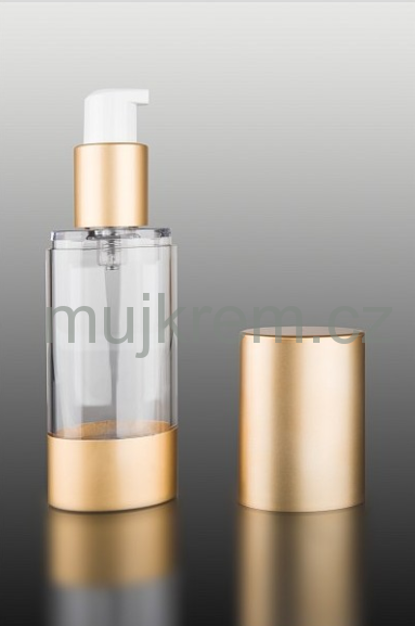 Airless lahvička 25ml, 30ml, 40ml, čirá se zlatým víčkem