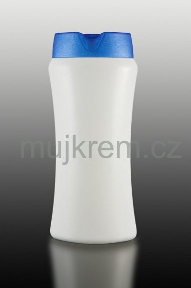 Plastová lahvička 100ml, 200ml, 400ml, bílá s modrým víčkem