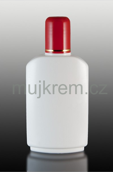 Plastová lahvička 100ml, bílá s červeným víčkem