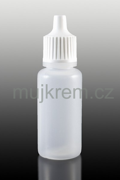 Plastová lahvička 5ml, 20ml, mléčná s bílým víčkem
