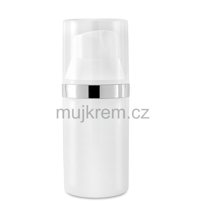 Airless lahvička 30ml bílá se stříbrným proužkem