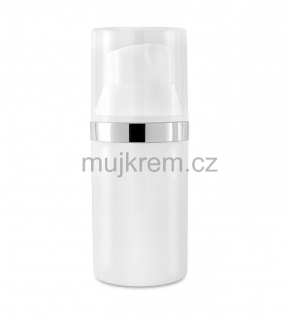 Airless lahvička 50ml bílá se stříbrným proužkem