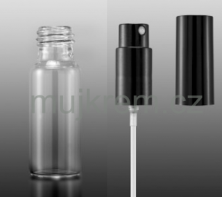 KOMPLET Skleněná lahvička LORI 6 ml čirá + černý spray