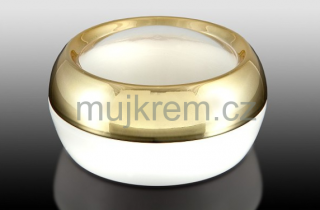 Akrylový 2-stěnný kelímek 60ml, kulatý bílý, se zlatým víčkem