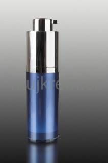 Airless lahvička 30ml, 50ml, modrá se stříbrným dávkovačem
