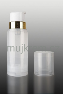Airless lahvička 150ml, 200ml, 250ml, mléčná s bílým dávkovačem