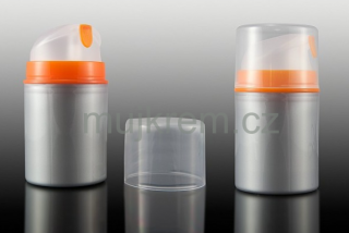 Airless lahvička od 30ml do 150ml, šedá s oranžovým proužkem 