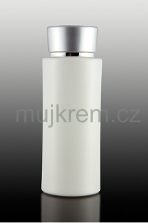 Plastová lahvička od 120ml, 200ml, bílá se stříbrným víčkem PP