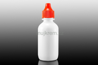 Plastová lahvička 60ml, bílá s oranžovým víčkem